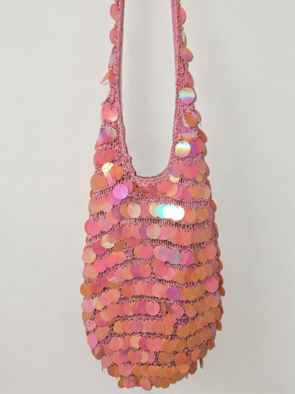 Pink Iridescent Sequin Shoulder Bag